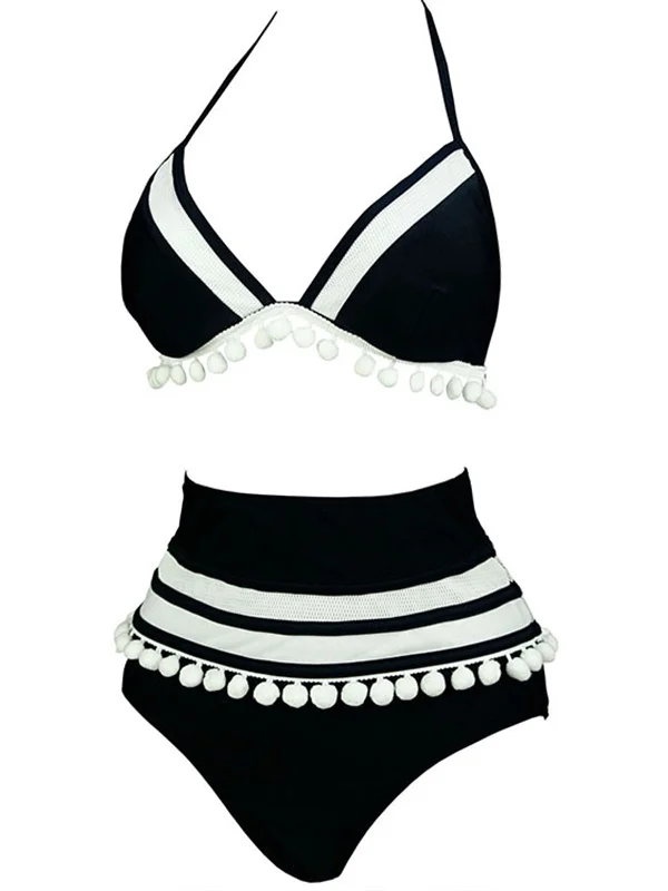 1970s-halter-patchwork-pom-pom-swimsuit