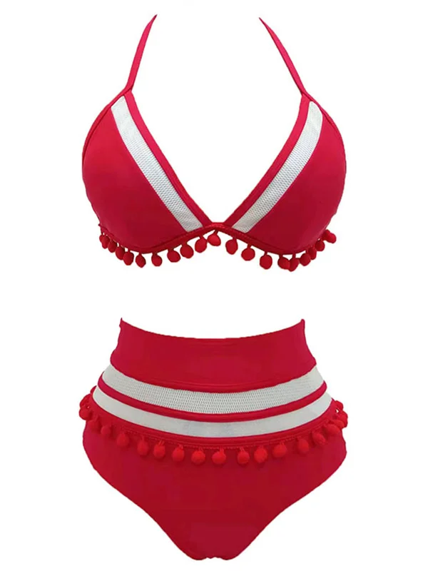 1970s-halter-patchwork-pom-pom-swimsuit