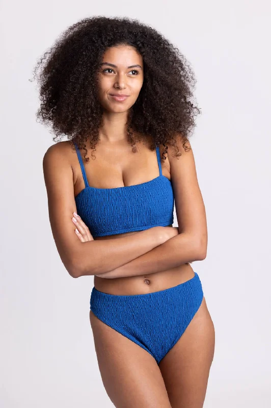 Hazel Smocked Bikini Bottom - Bluewave