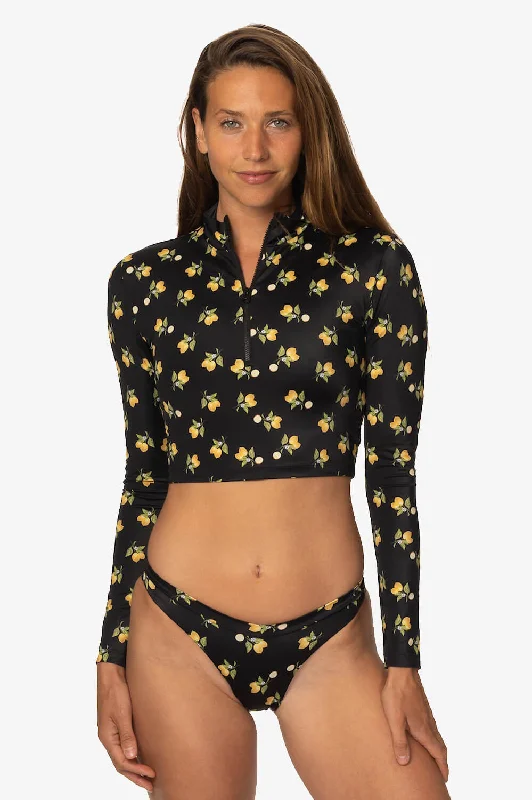 Tofino Long Sleeved Crop 1/4 Zip-up Rashie - Lemon Drop