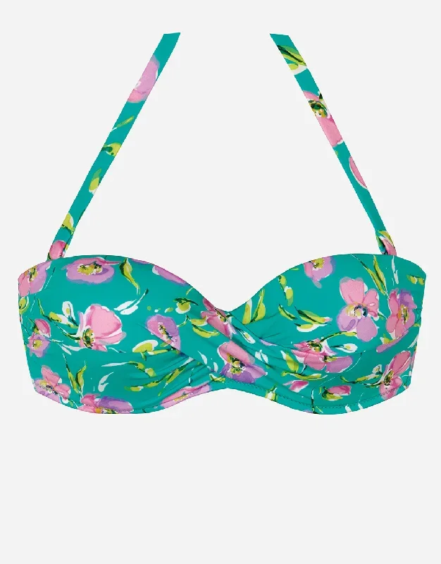 Blume Bandeau Bikini Top - Mint Floral