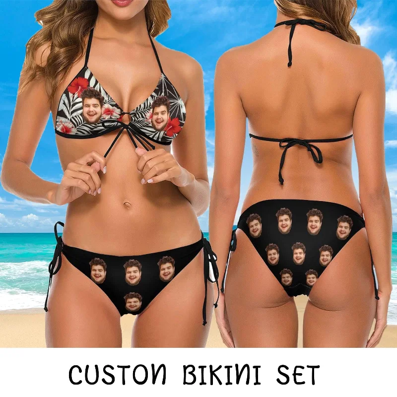 custom-face-palm-tree-couple-matching-swimsuit-womens-two-piece-triangle-bikini-bathing-suit-mens-swim-shorts