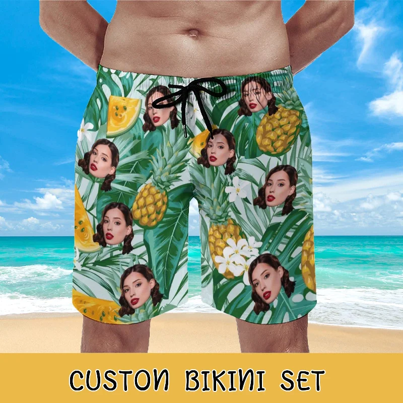 custom-face-palm-tree-couple-matching-swimsuit-womens-two-piece-triangle-bikini-bathing-suit-mens-swim-shorts