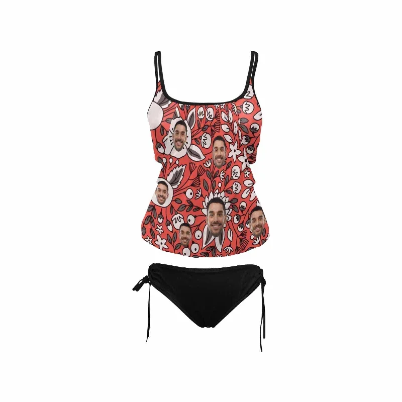 custom-face-red-fun-pattern-swimsuit-personalized-womens-sets-bikini