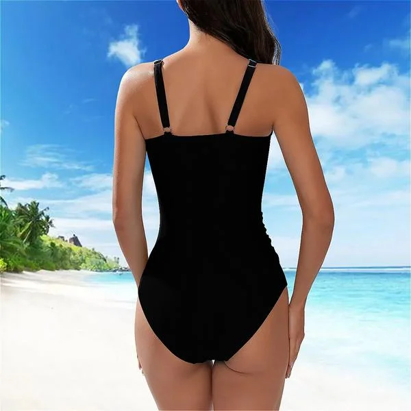 custom-face-white-black-womens-tummy-control-front-cross-backless-swimsuit-bathing-suit-cross-collar-one-piece-swimsuit