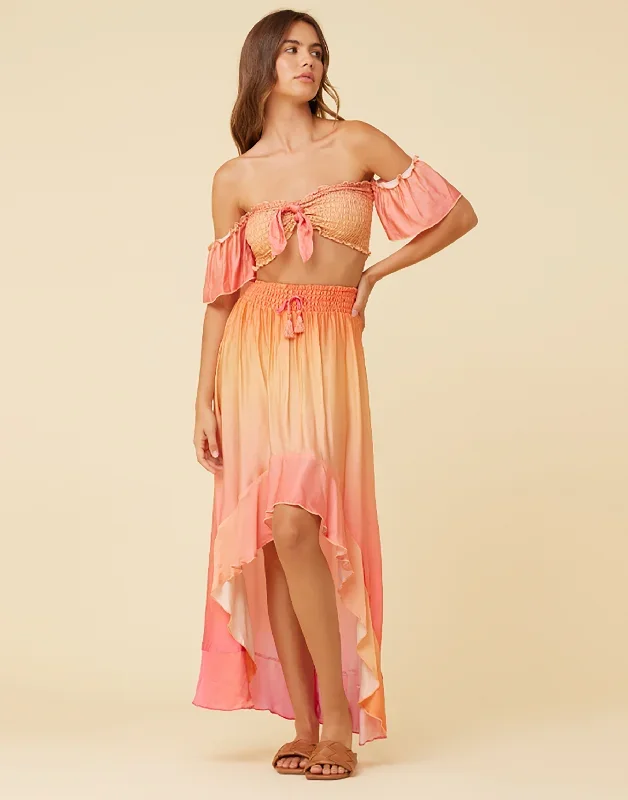 Dip Dye Tie Front Top by Surf Gypsy - Sunset Ombre