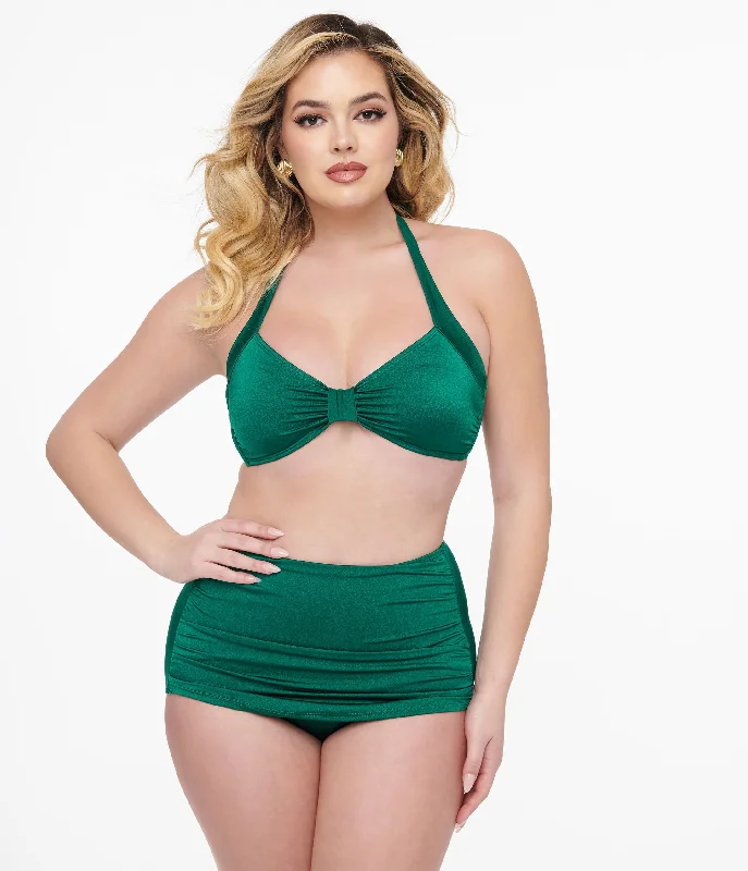 esther-williams-1950s-dark-green-two-piece-bikini-set