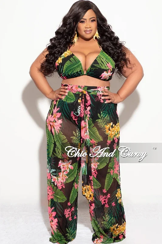 final-sale-plus-size-3pc-poolside-playsuit-top-high-waist-bottoms-pants-set-in-black-pink-floral-print