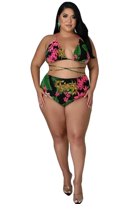 final-sale-plus-size-3pc-poolside-playsuit-top-high-waist-bottoms-pants-set-in-black-pink-floral-print