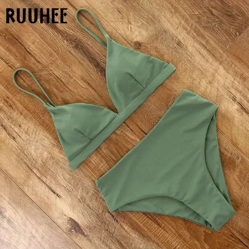 Green Neno Bikini Set With Pad - High Waist