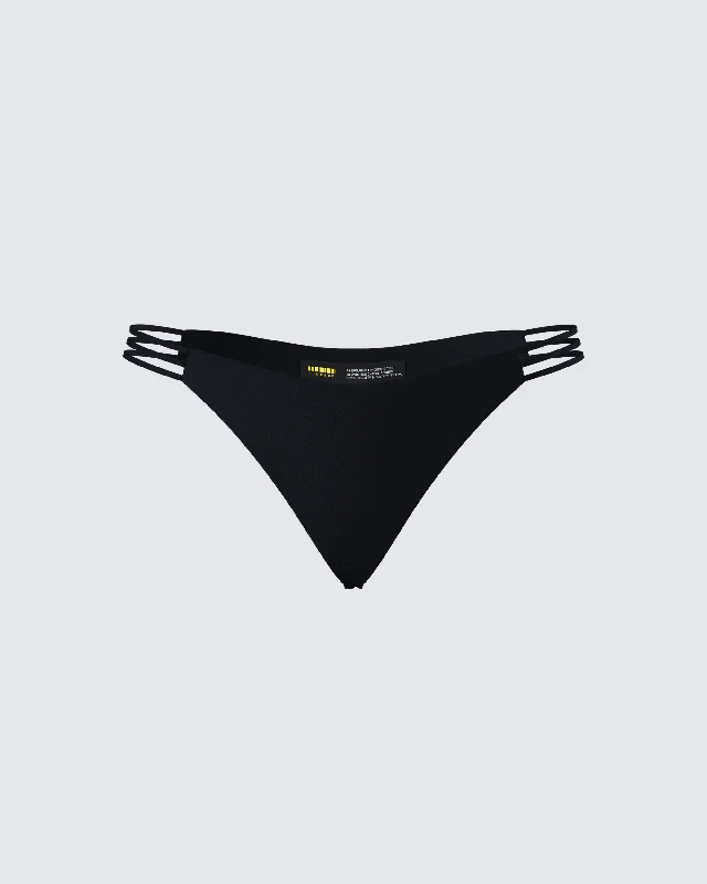 Halsey Black Cheeky Bikini Bottom