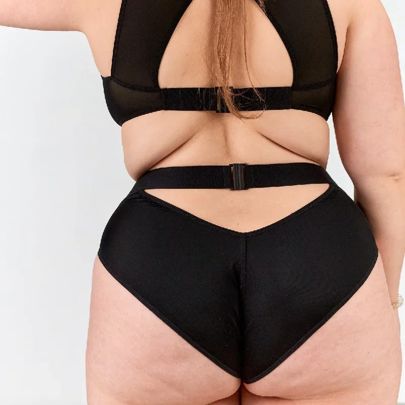 La Fille d'O: Bunny High-Waisted Bikini Bottom - Black