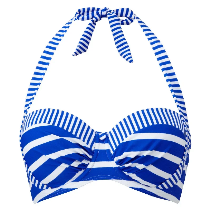 Riviera Blue & White Halter Bandeau Bikini Top - Lepel Swim