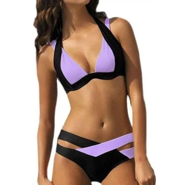 new-split-color-female-swimsuit-cross-sexy-bikini-ladies-swimwear