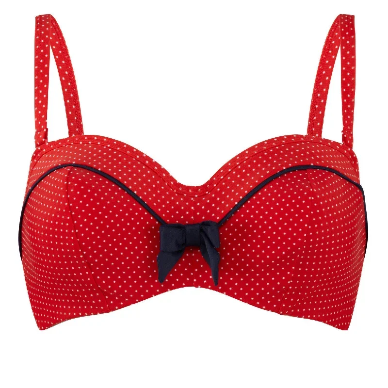 Britt Red Spot Bandeau Bikini Top - Panache Swim