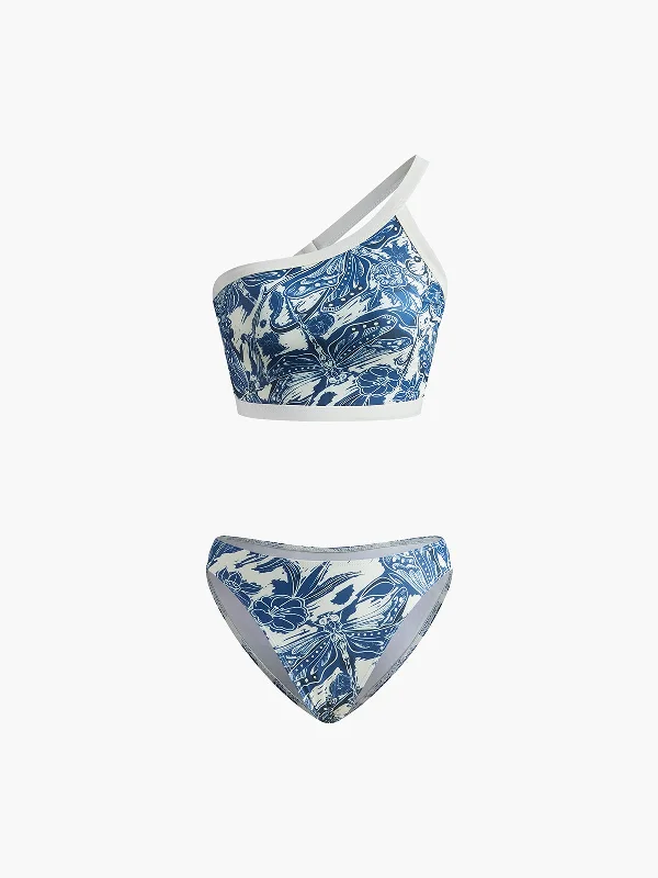 Printed Asymmetrical Bikini Set