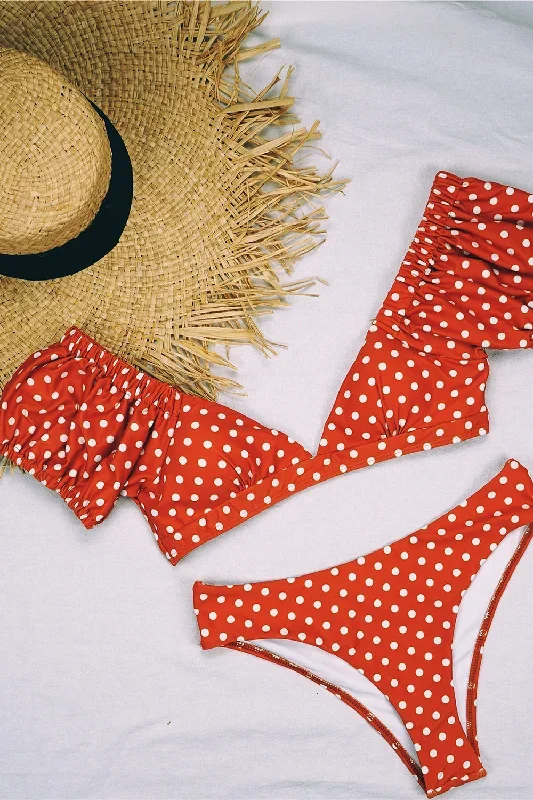 puff-sleeve-polka-dot-v-neck-bikini