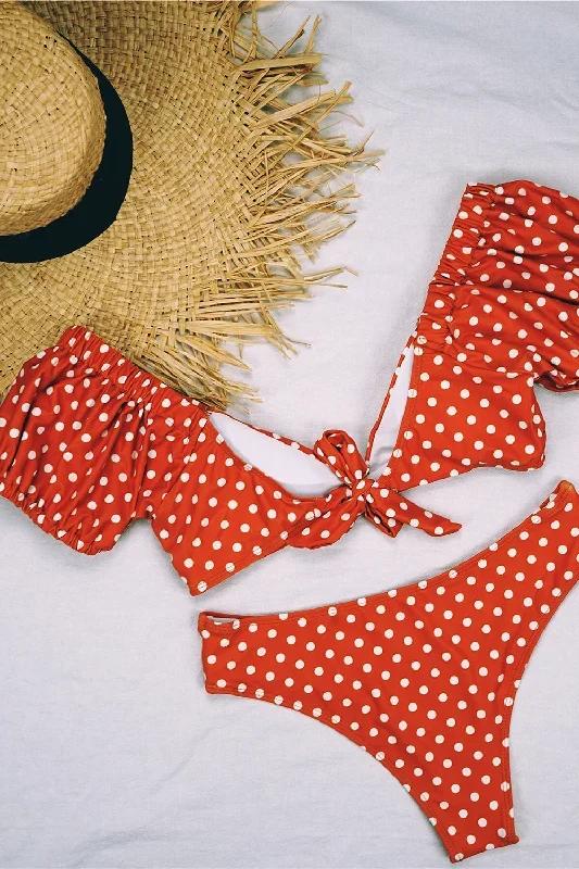 puff-sleeve-polka-dot-v-neck-bikini