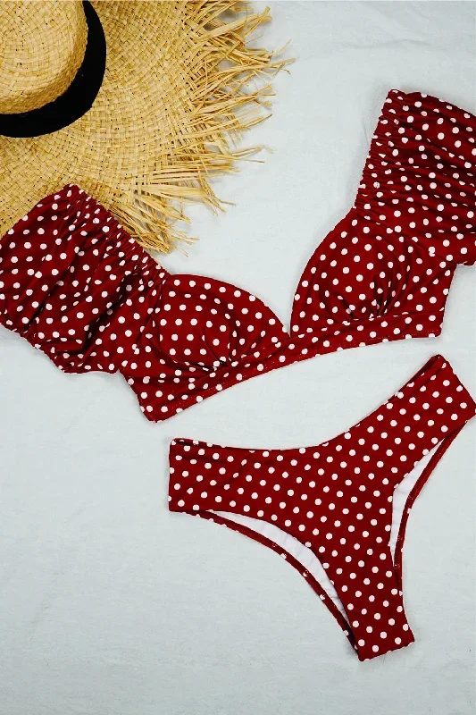 puff-sleeve-polka-dot-v-neck-bikini