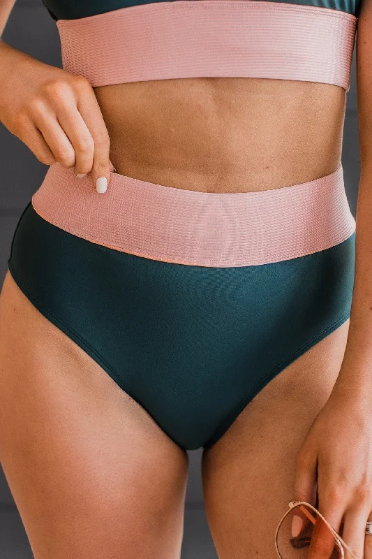 Ray Of Sunshine Swim Bottoms- Teal & Baby Pink