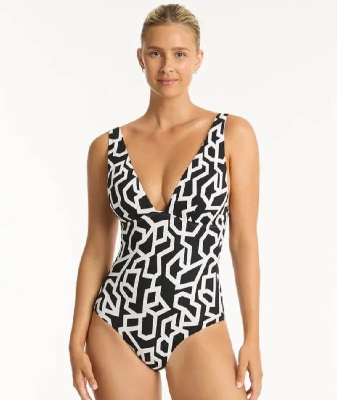 Sea Level Deco Longline Tri One Piece Swimsuit - Black