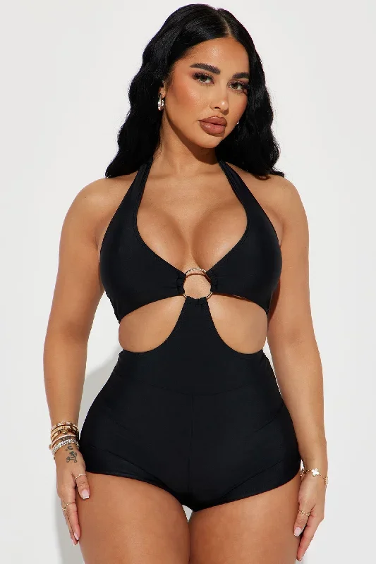 Sophia Cut Out 1 Piece Swimsuit  - Black