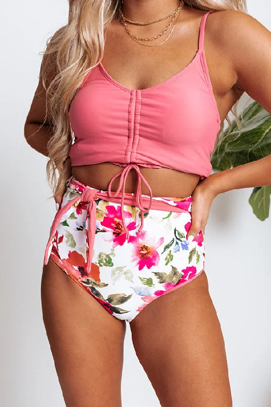 St. Thomas Treat High Waist Reversible Bikini Bottoms in Pink