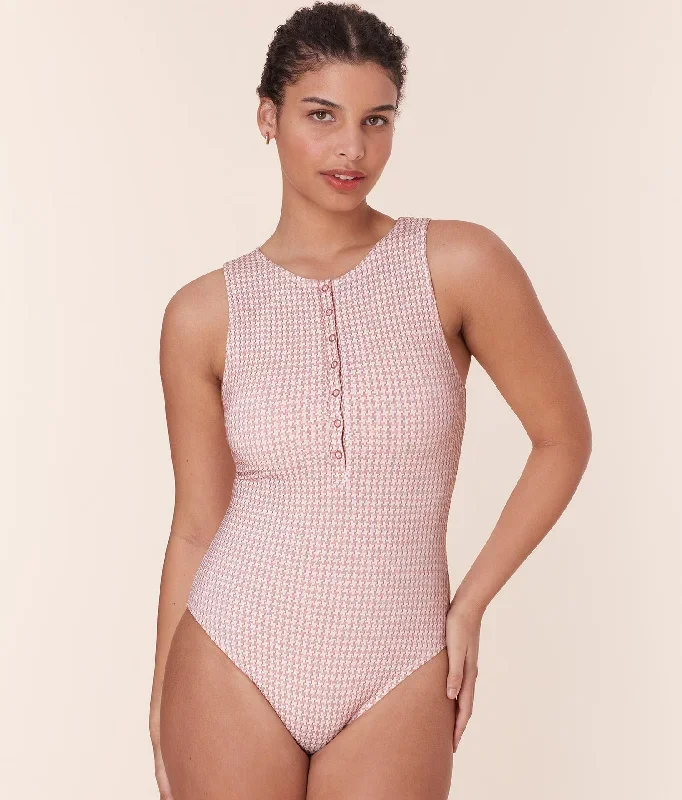 The Malibu One Piece - Houndstooth - Koi - Long Torso