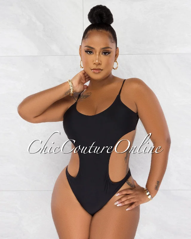 Torie Black Cut Out Strap Back Monokini