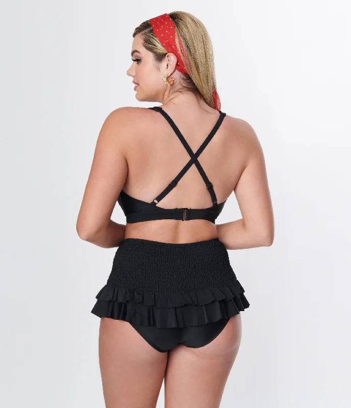 unique-vintage-black-ruffle-swim-top