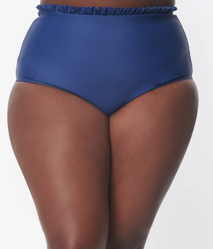 unique-vintage-plus-size-navy-cape-may-swim-bottoms