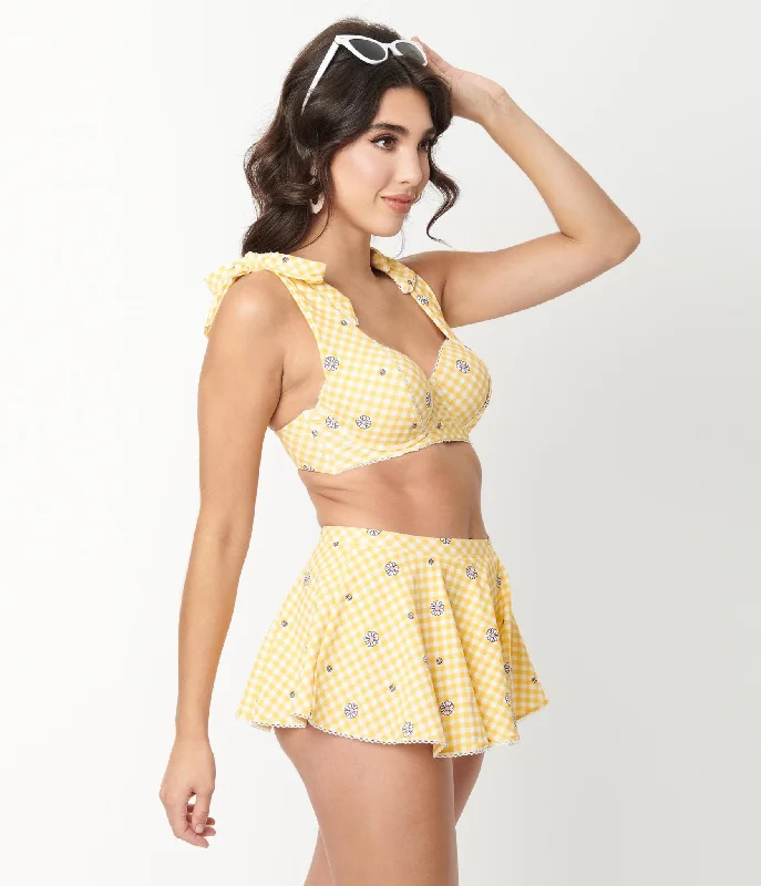 unique-vintage-yellow-gingham-white-daisy-print-totally-tied-up-swim-top