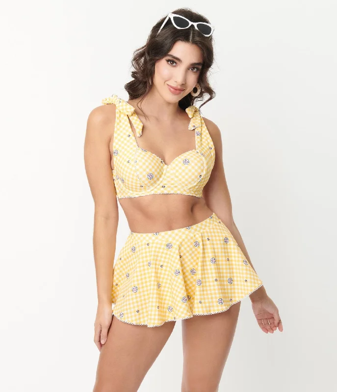 unique-vintage-yellow-gingham-white-daisy-print-totally-tied-up-swim-top