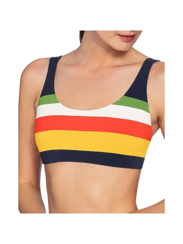 Womens Scoop Neck Striped Bikini Swim Bottom