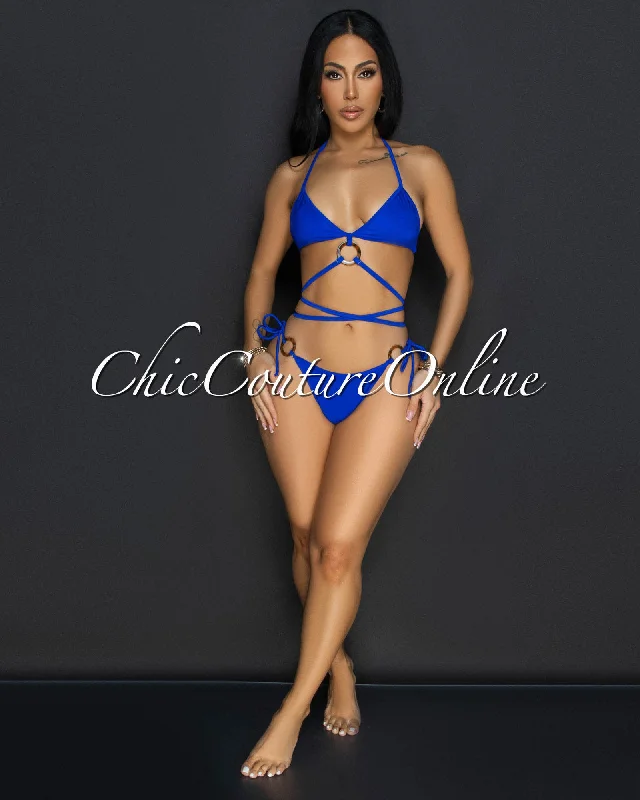 Yunis Blue Strappy Two Piece Swimsuit